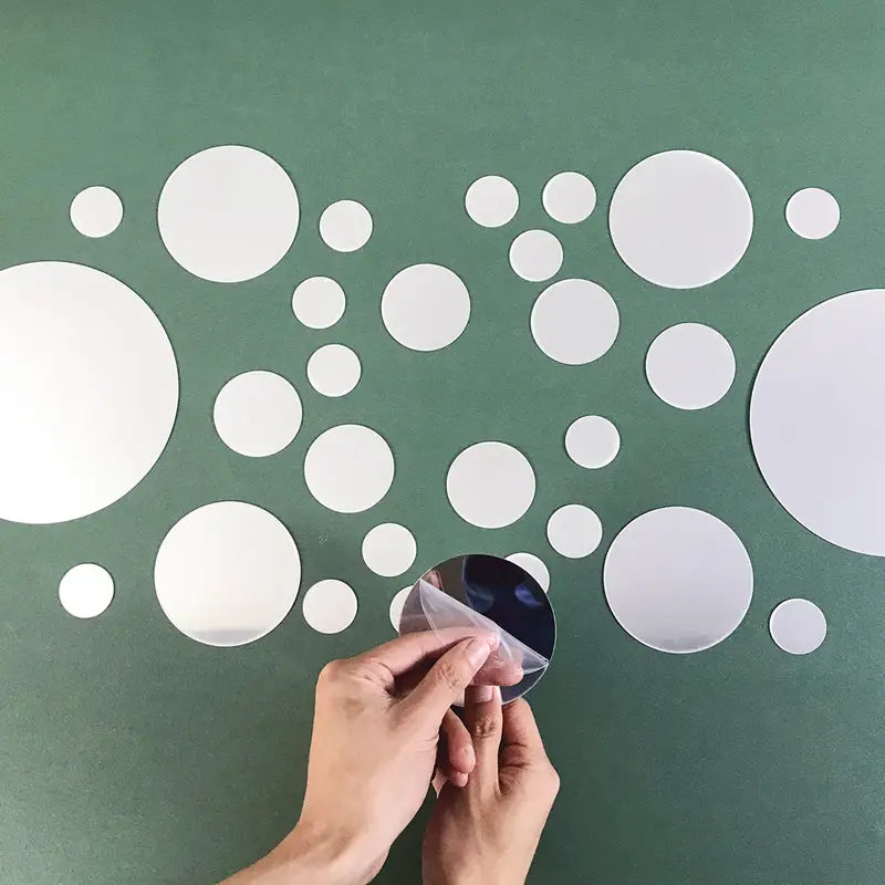 Circular Silver Acrylic Mirror Wall Set (28pcs)